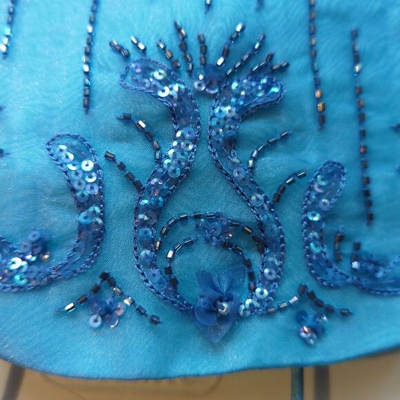 Vintage Dave & Johnny by Laura Ryner Bustier Corset Top 1/2 Blue Sequins Fairy - Picture 6 of 7